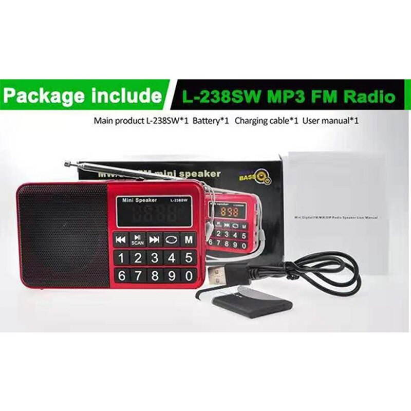 Lejiahong L238 SW/AM/FM Multi-Band Speaker Portable Digital Radio Receiver Stereo Radio with LED Display Radio Support 16GB TF Card Gift