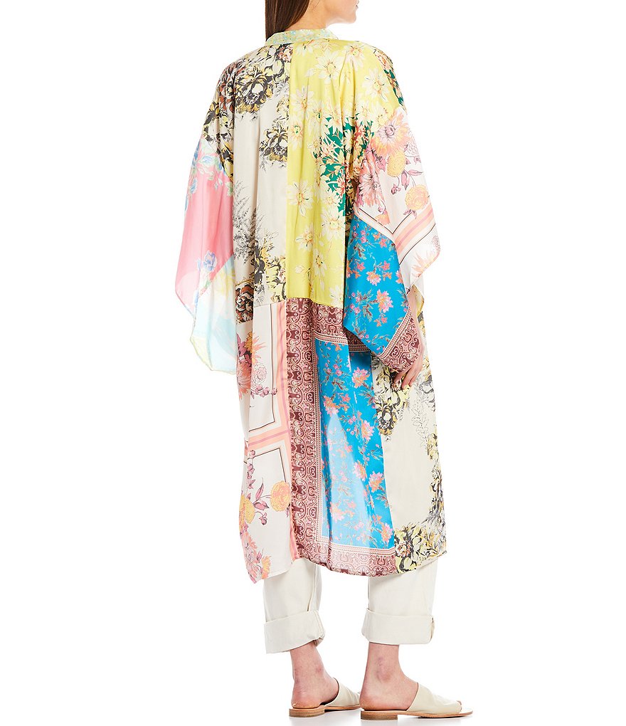 Free People Patched With Love Long Sleeve Open Front Robe