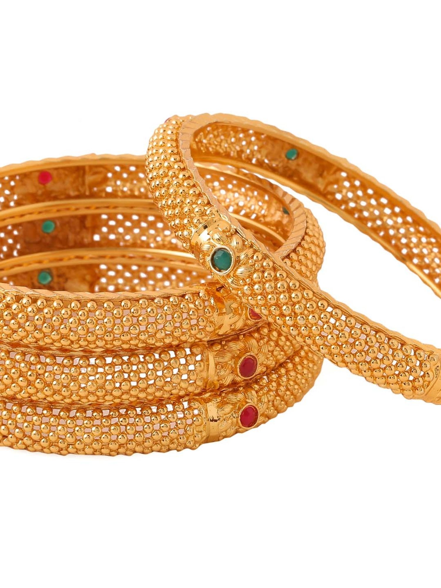 NVR Women's Set Of 4 Gold-Plated Traditional Bangles