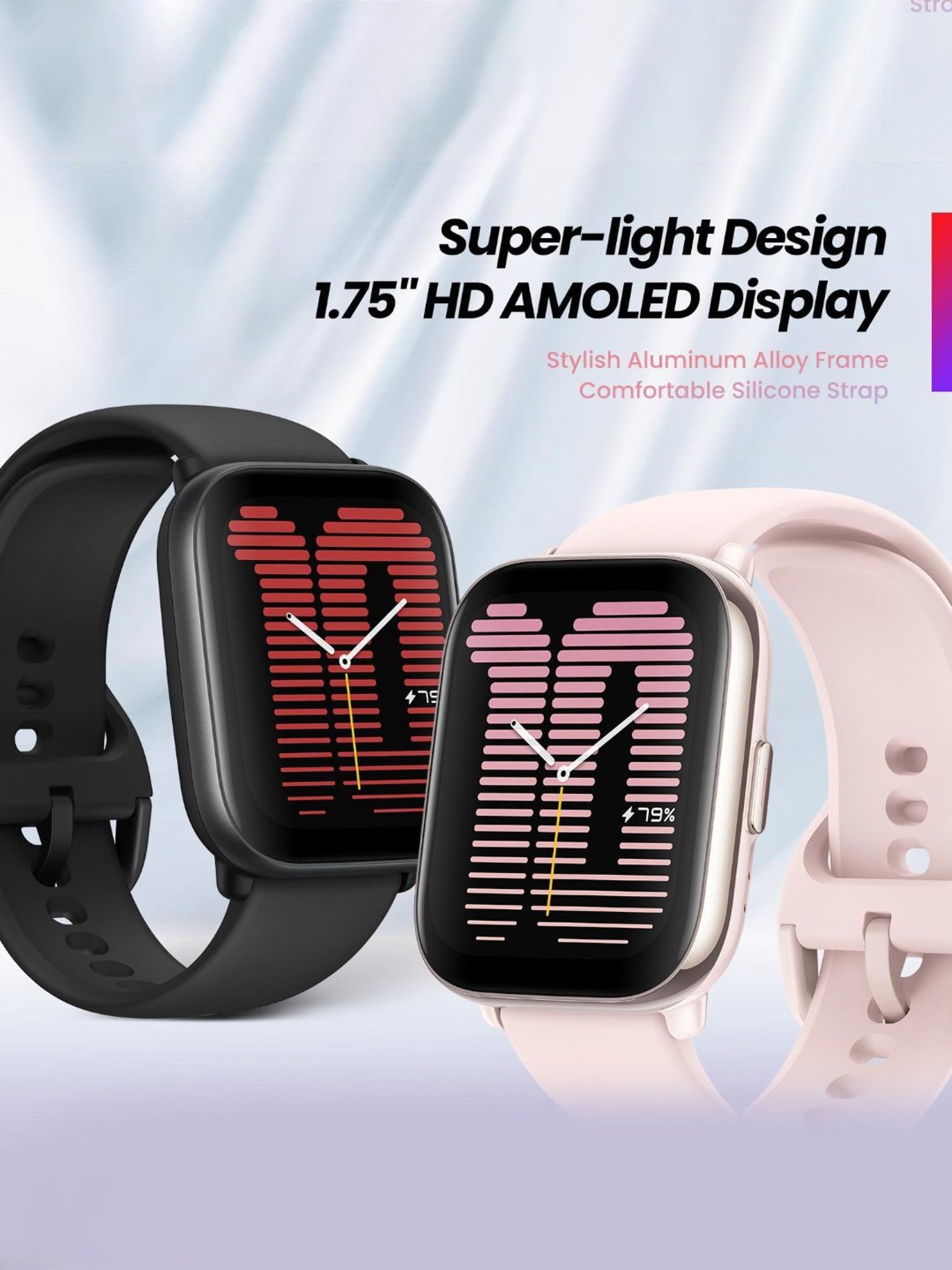 Amazfit Active BT Calling Smartwatch with 1.75 inch AMOLED Display & Alexa Built-in (Pink)