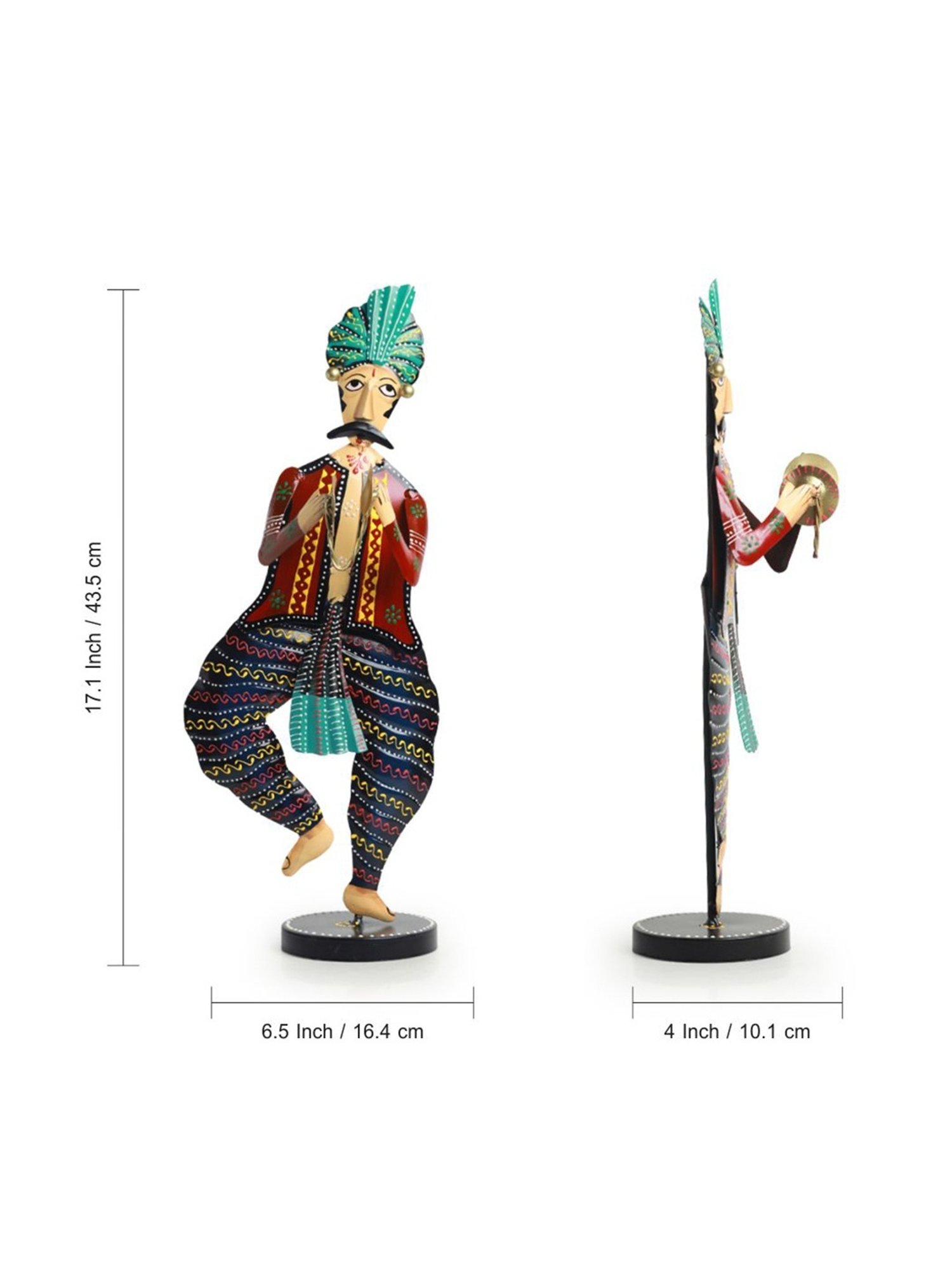 ExclusiveLane Motif Multicolor Iron Rajasthani Folk Singer Showpiece