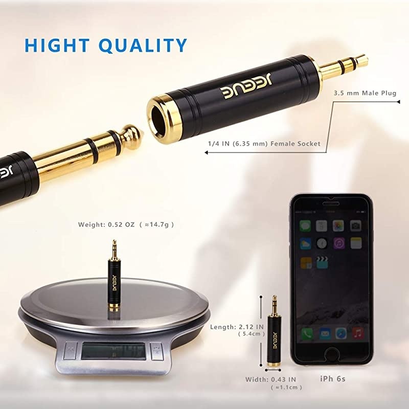 14quot to 35mm Headphones Adapter for Audio Connector Cables Upgrade 35mm Male 635mm14quot Female Socket Stereo Pure Copper Jack Adaptor Bring You Professional Sound BLACK1PCS