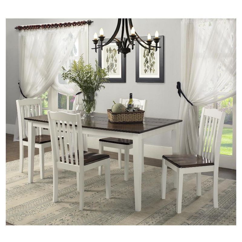 5pc Shiloh Rustic Dining Set - Creamy White-Rustic Mahogany - Dorel Living