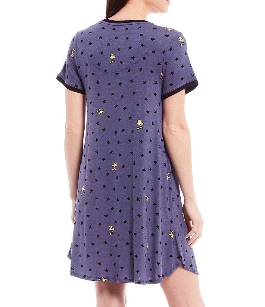 Peanuts Woodstock & Star Print Snoopy Jersey Knit Sleepshirt