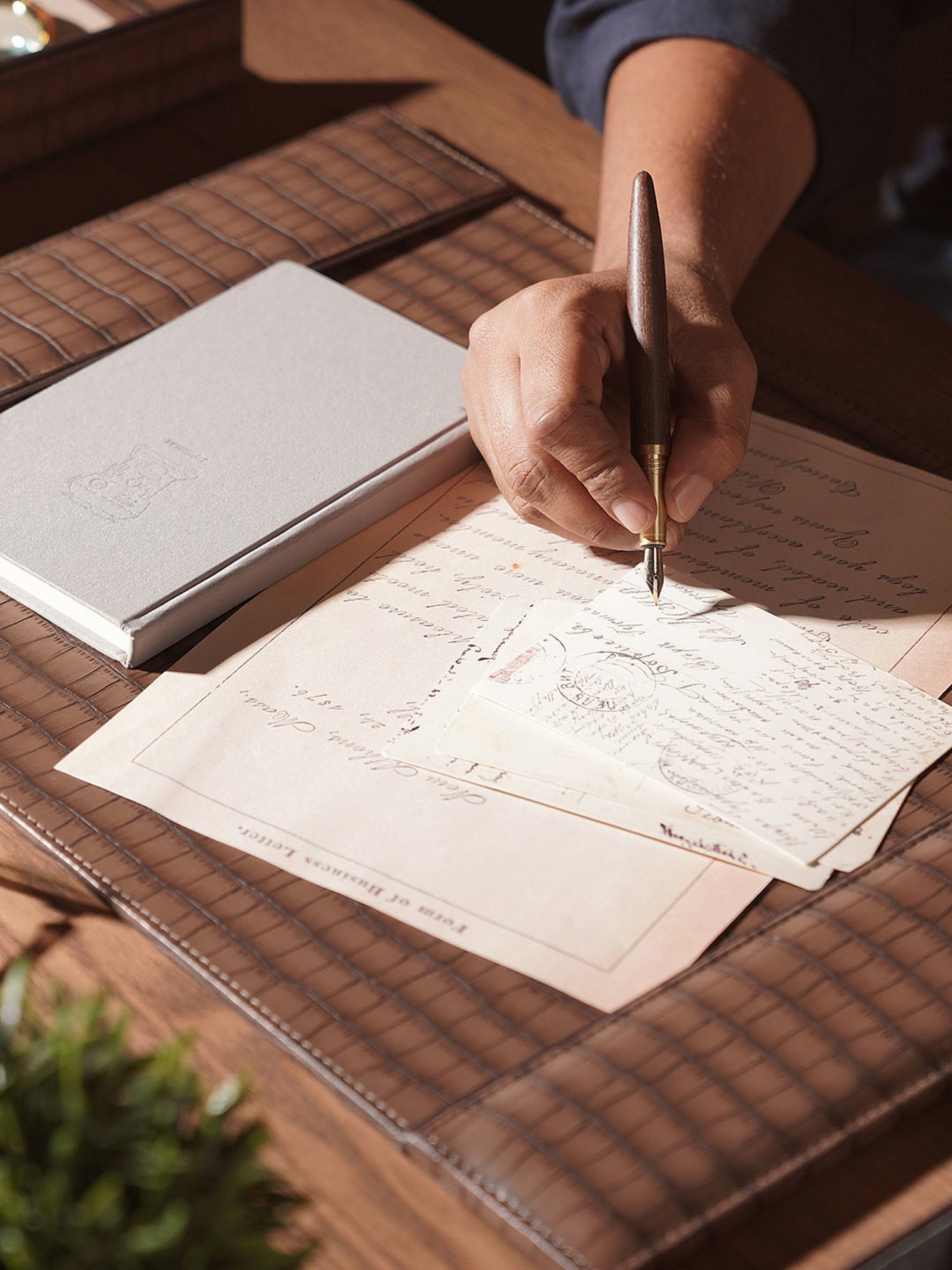 Pure Home and Living Brown Faux Leather Desk Blotter
