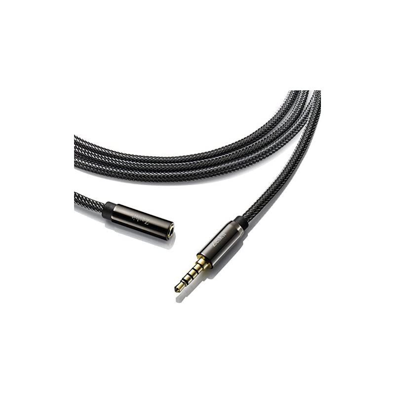 AU111 6 Feet Premium Audio Extension Cable Nylon Braided 35mm TRRS 4 Poles Jack Male to Female