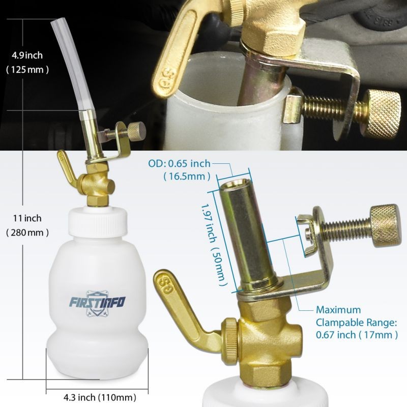 FIRSTINFO 1 Liter Brake Service / Universal Automatic Brake Fluid Dispensing Refilling Bottle Bleeder Bottle