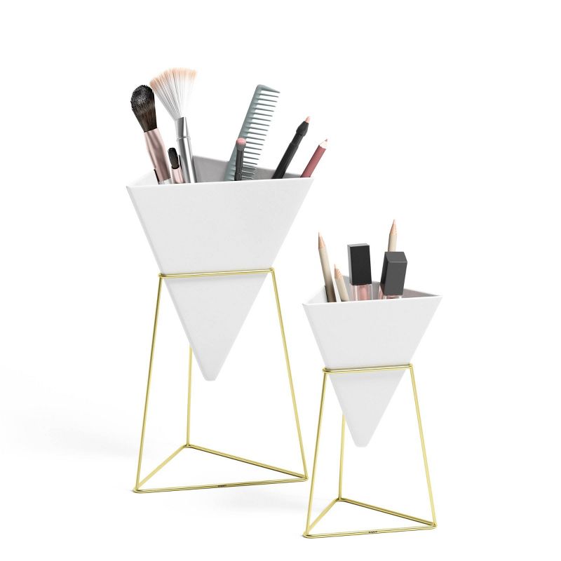 Set of 2 Trigg Tabletop Vessels White/Brass - Umbra