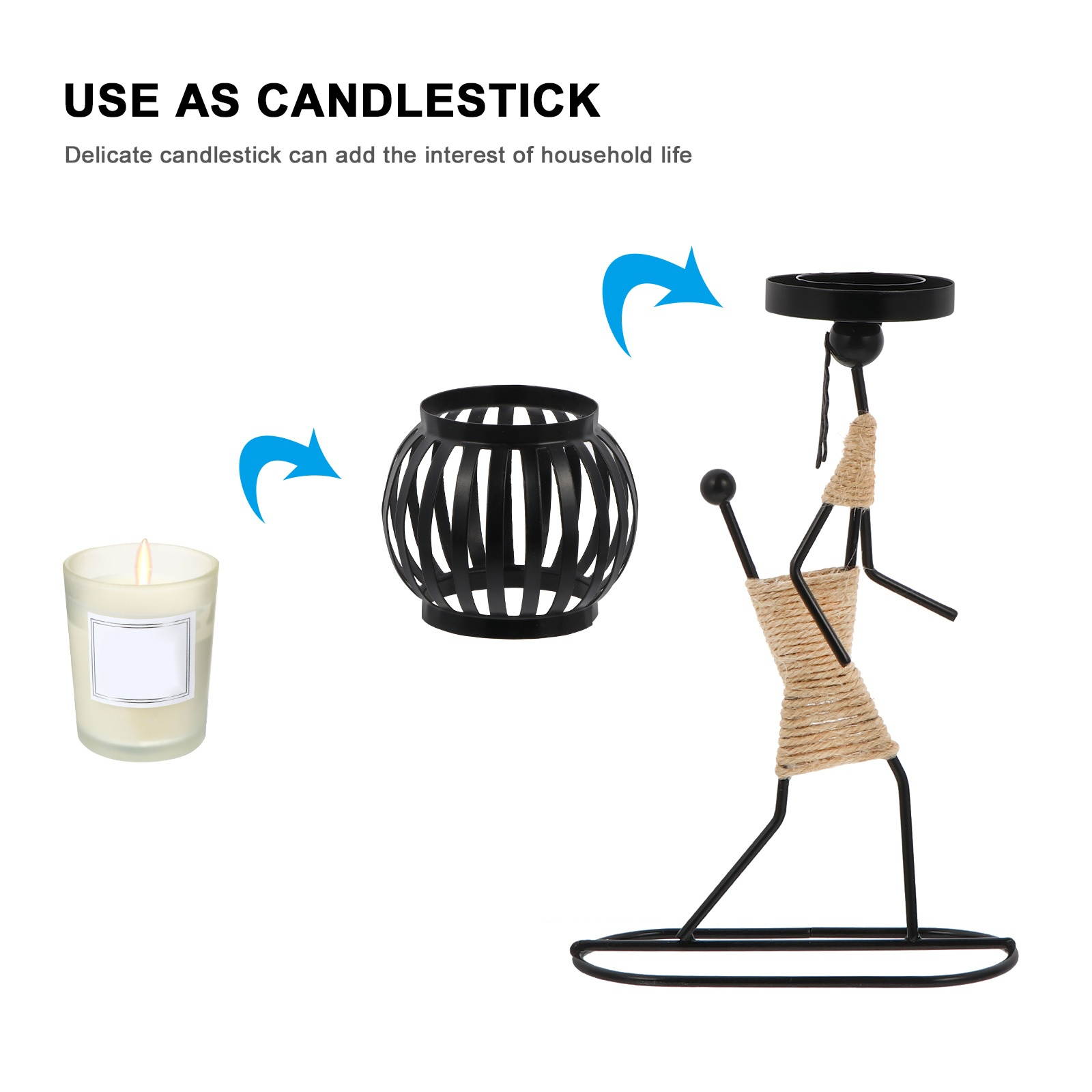 1 Pc Chic Retro Candlestick Iron People Shape Candle Holder Home Candlestick