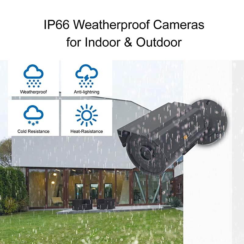 8CH Wired Security Camera System CCTV DVR Kit 5 in 1 Recorder with 4X 1080P Outdoor Bullet Cameras Expandable All-Weather Adaptation Remote View Support AHD/TVI/CVI/Analog/IP Camera