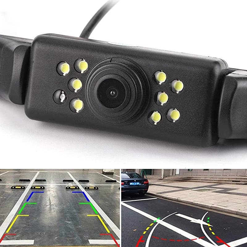 Rear View Backup Camera 9 LEDs License Plate Rearview CameraVehicle Waterproof Reversing Camera120&deg; View Angle Auto Backing Camera for TrucksSUVRVPickupVans