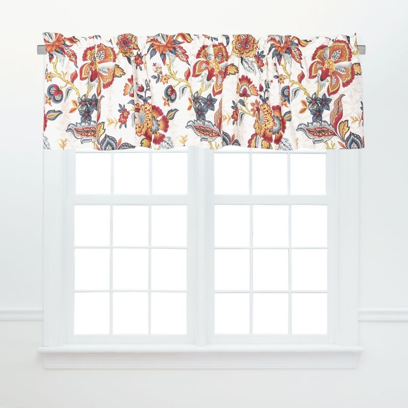 C&F Home Kennedy Red and Gold Floral Cotton Valance