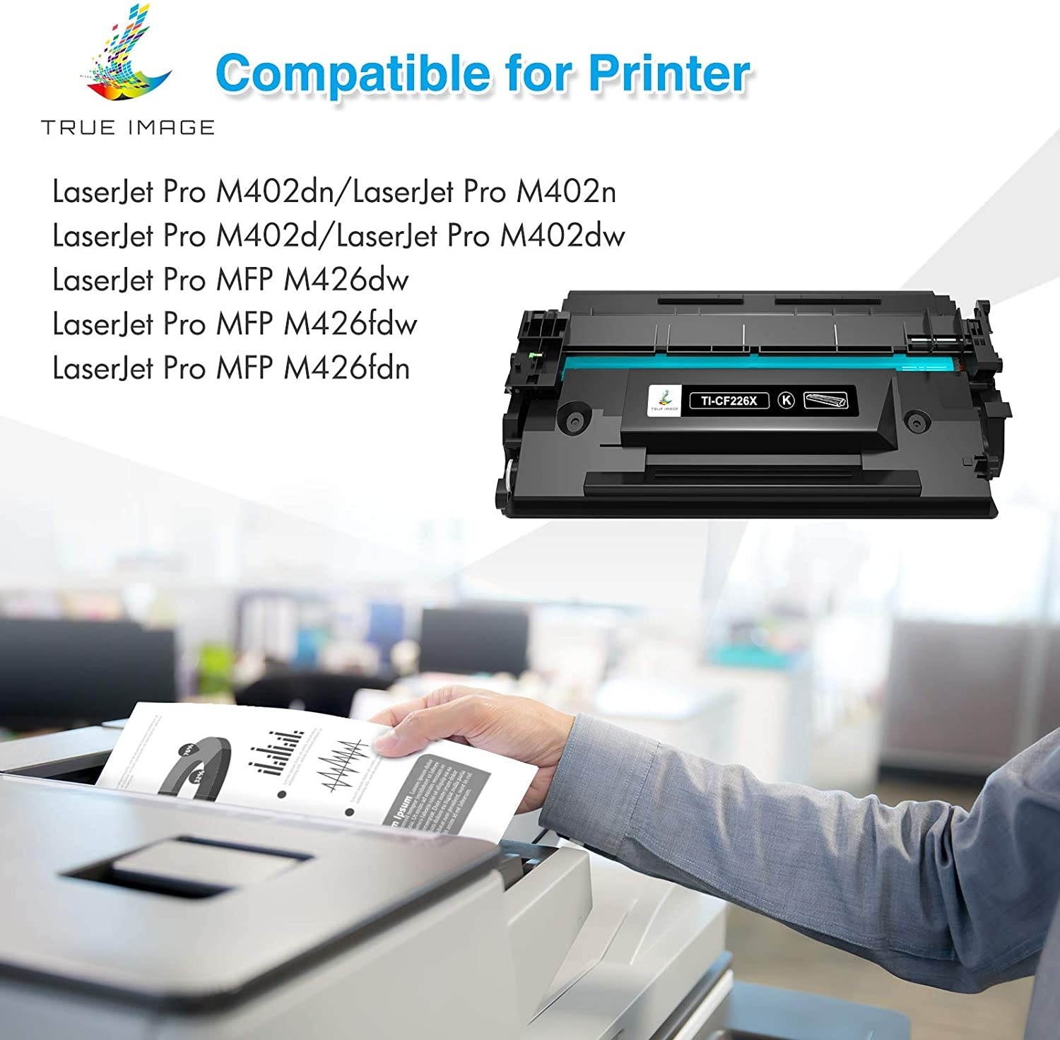 TRUE IMAGE Compatible Toner Cartridge Replacement for HP 26X CF226X 26A CF226A M426fdw Laserjet Pro M402n M402dn MFP M426fdn M426dw M426 M402 M402d M402dw Printer Ink High Yield (Black, 4-Pack)