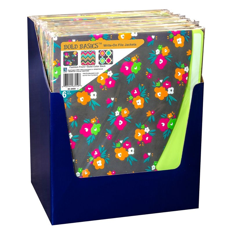 C-Line Write-On Fashion Poly File Jackets Letter Polypropylene Assorted Bold 6/PK 63550