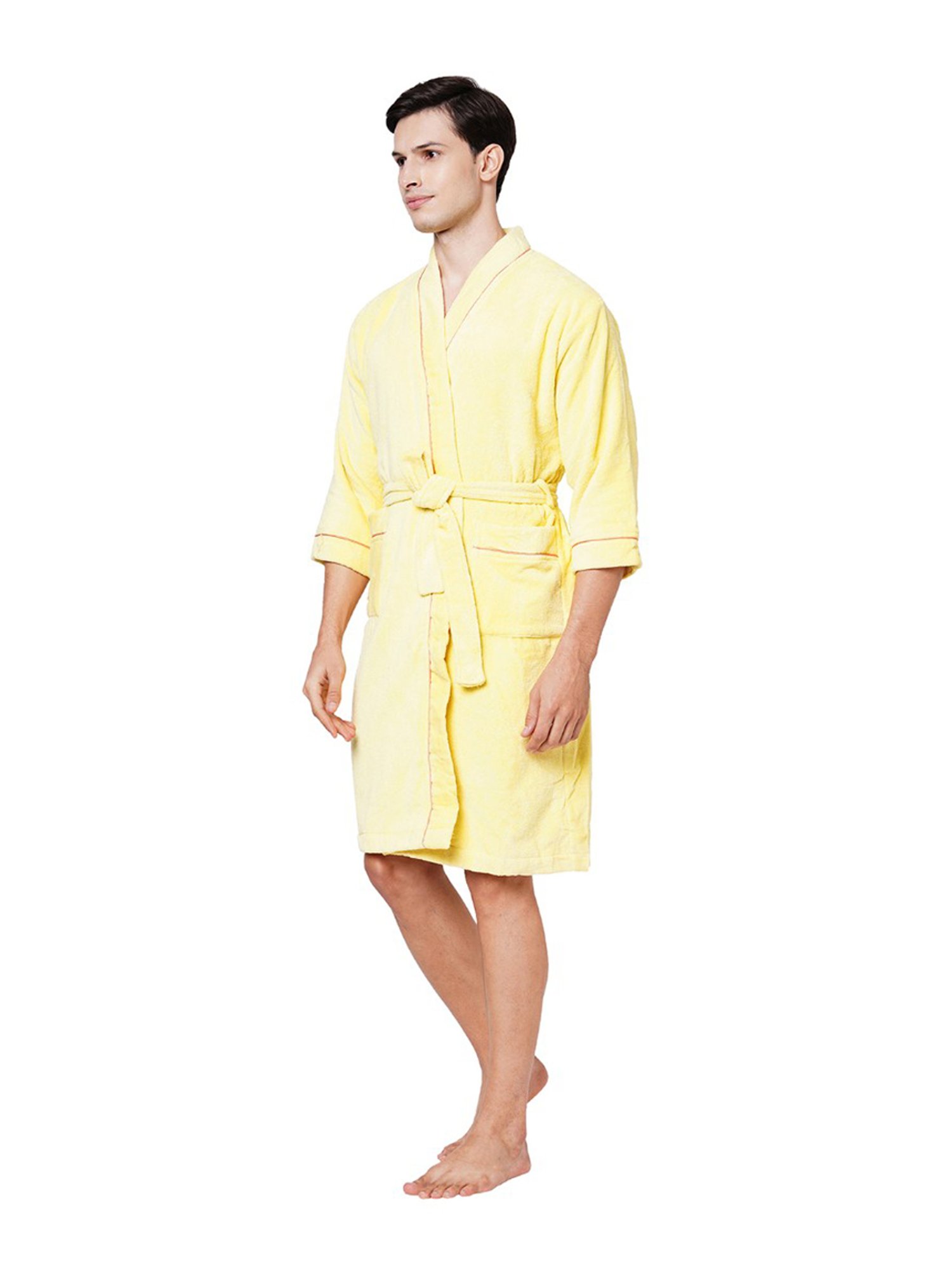 Spaces Exotica Yellow 380 GSM Cotton Bath Robe (M)