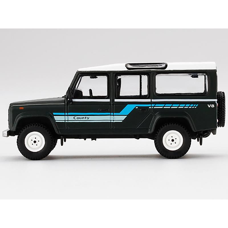 1985 Land Rover Defender 110 County Station Wagon Dark Gray w/White Top Ltd Ed 1800pcs 1/64 Diecast Car by True Scale Miniatures