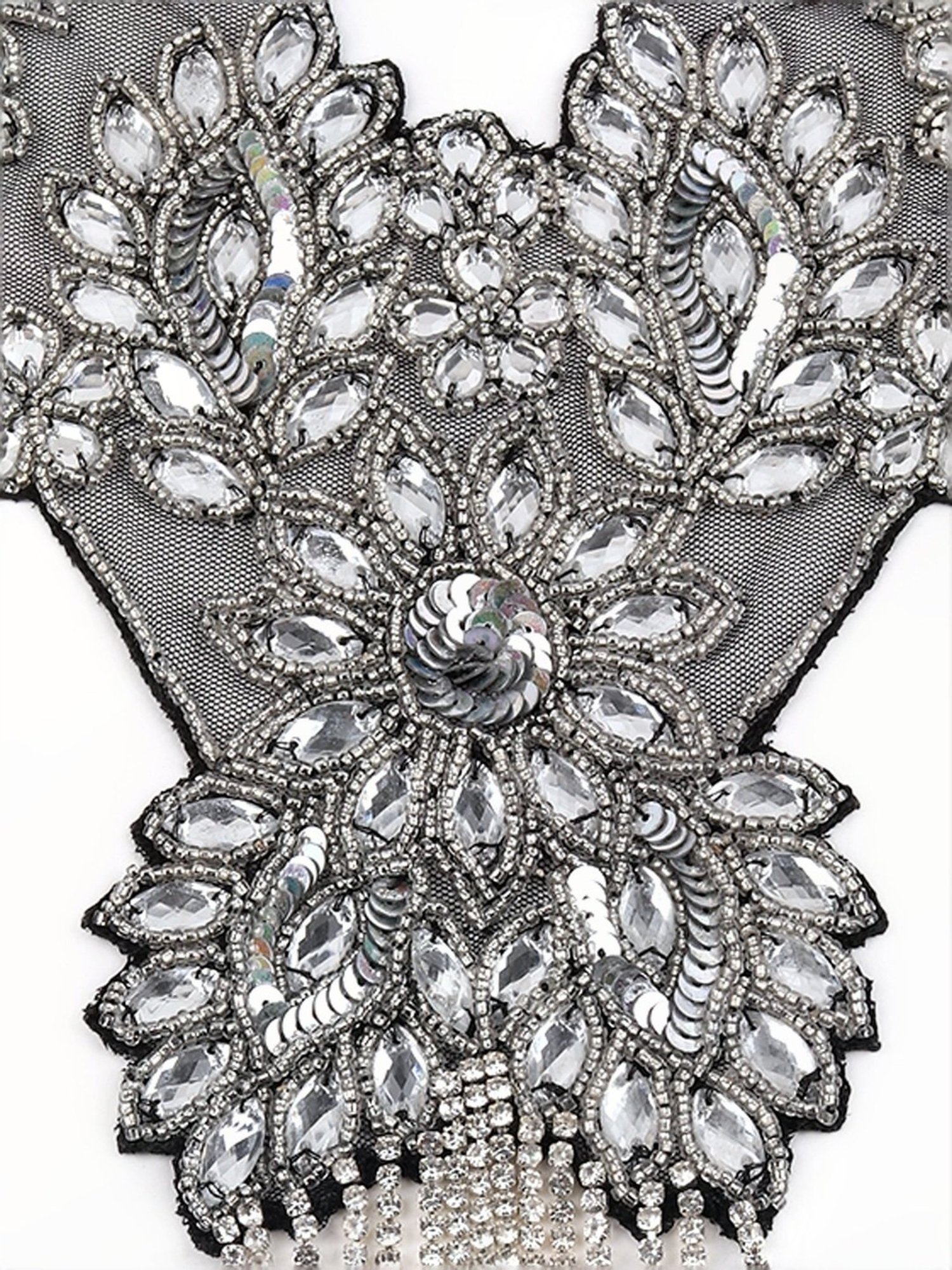 Odette Silver Embellished Fancy Short Cape