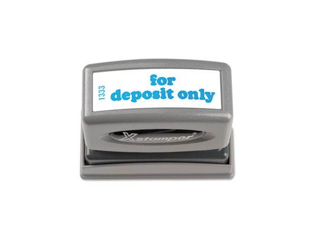 Xstamper ECO-GREEN 1333 Title Message Stamp, for DEPOSIT ONLY, Pre-Inked/Re-Inkable, Blue
