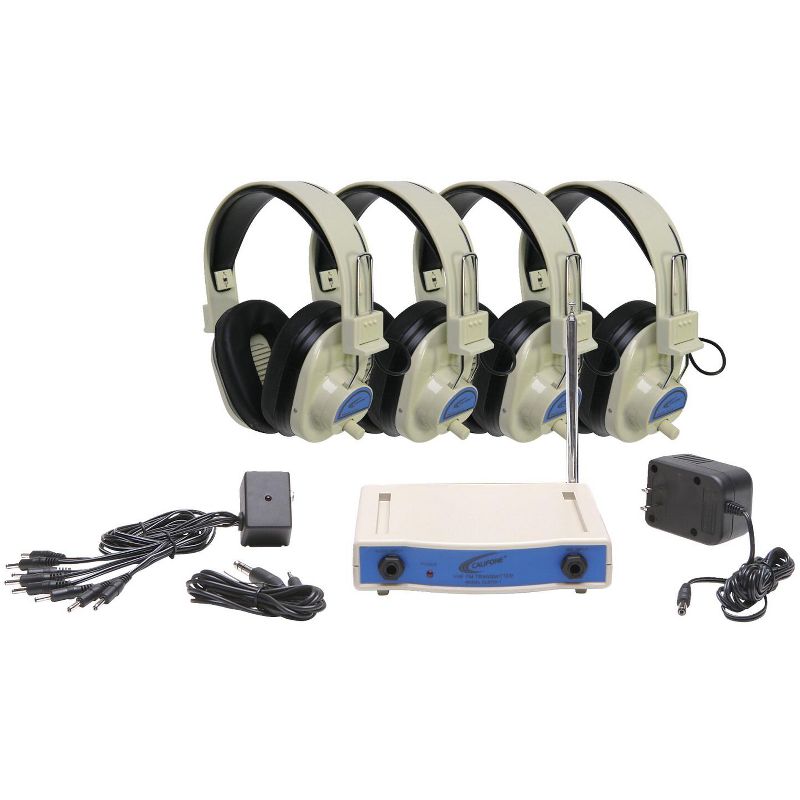 Califone CLS725-4 10mw Wireless Headphones System, Blue, 8 pc