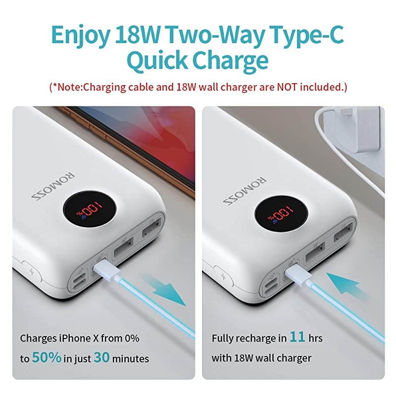 USB C Power Bank 26800mAh PD Portable Charger 18W 3 Outputs and 3 Inputs External Battery Packs Compatible for iPhone Xs Max iPad Pro Nintendo Switch Samsung S8 and Other Smart Devices