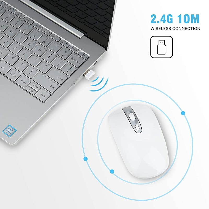 Wireless Keyboard Mouse Combo  Compact Full Size Wireless Keyboard and Mouse Set 24G UltraThin Sleek Design for Windows Computer Desktop PC Notebook Laptop Silver