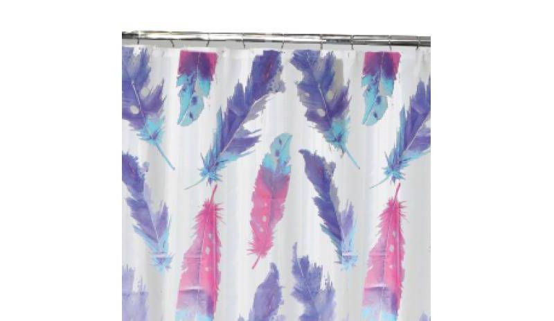 Painted Plume Shower Curtain Pink/Blue - Moda at Home