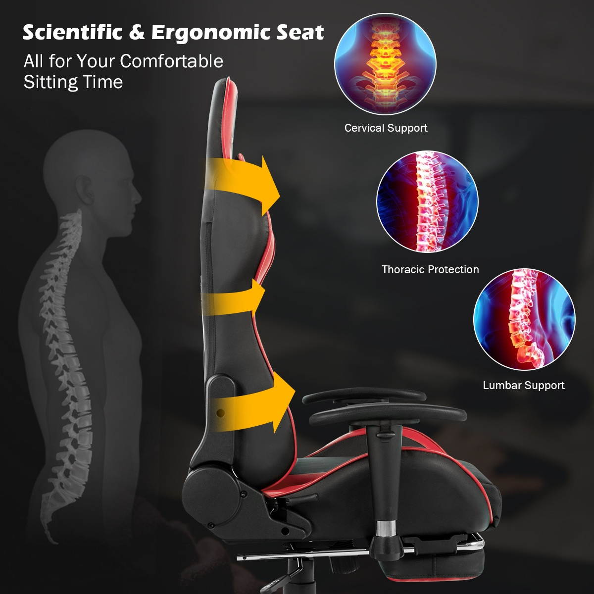 Massage Gaming Chair Reclining Swivel Racing Office Chair with Footrest