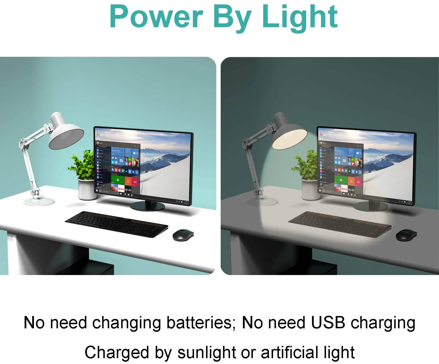 2.4G Wireless Keyboard Stainless Steel Ultra Slim Full Size Keyboard with Numeric Keypad for Computer/Desktop/PC/Laptop/Surface/Smart TV and Windows 10/8/ 7 Built in Rechargeable Battery