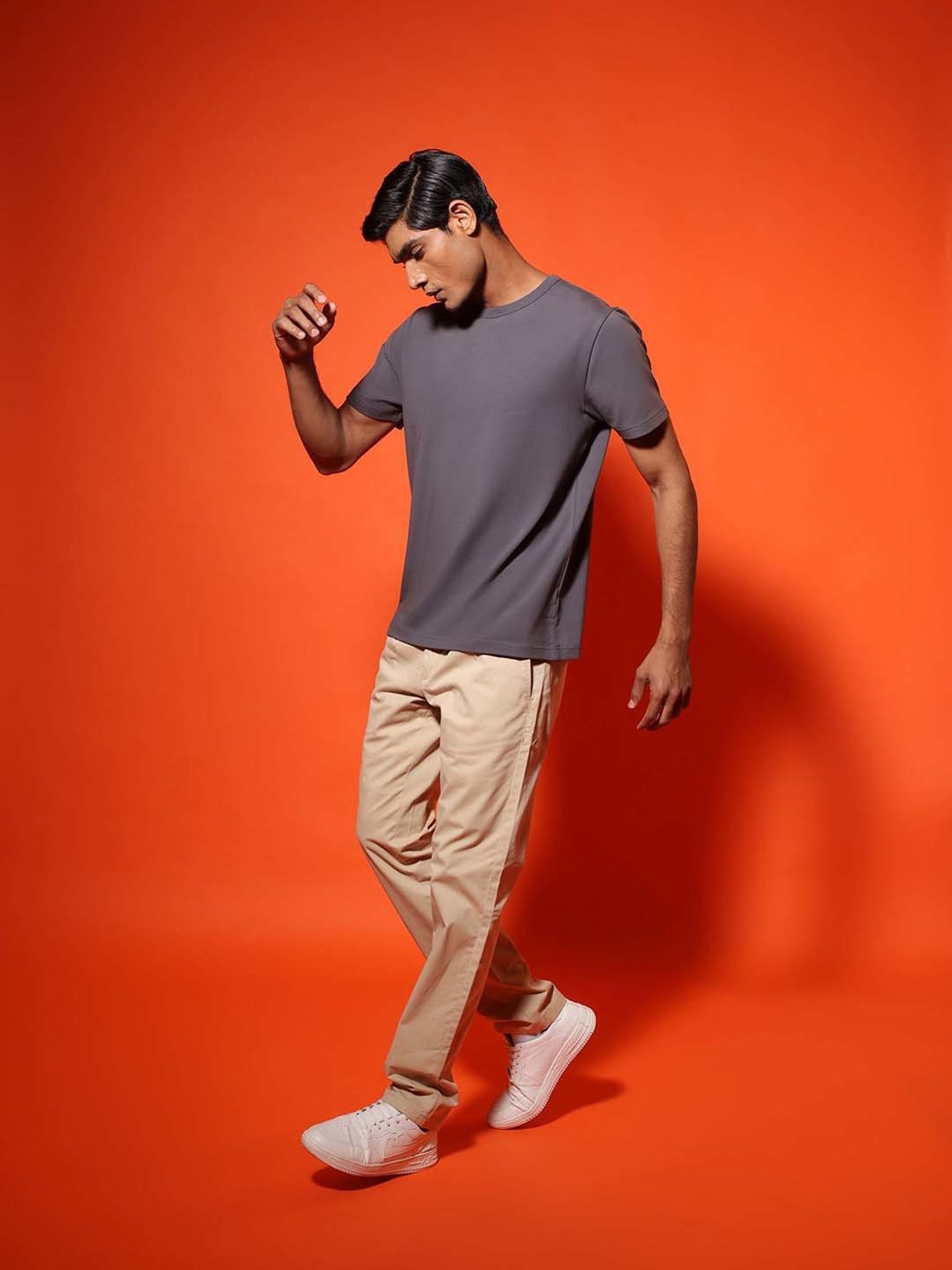 SUBTRACT Dark Grey Regular Fit Crew T-Shirt