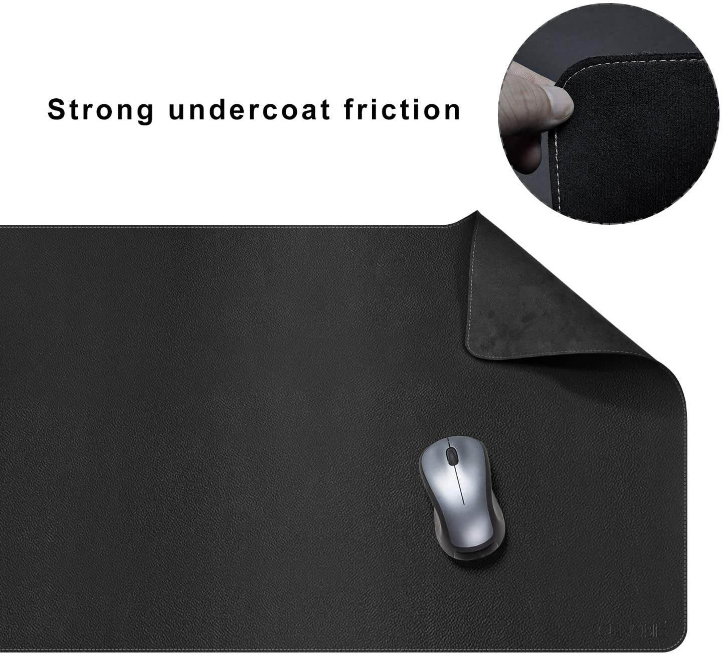 CENNBIE Extended Mega Size Professional Leather Desk Mat for Full Desk - Stitched Edges - 51" x 24" x 0.2" XXXL Large Mouse Pad (Black)