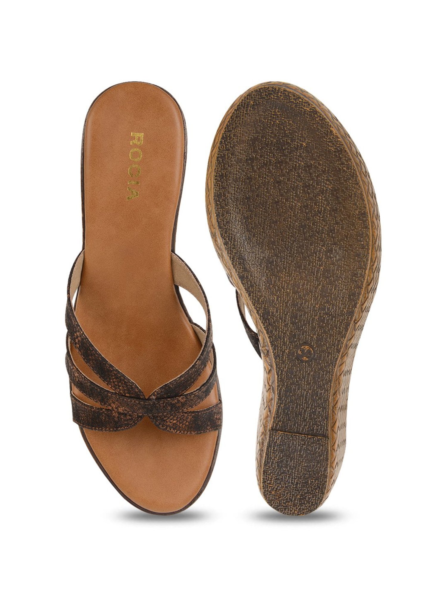 Rocia by Regal Women's Antique Gold Casual Wedges