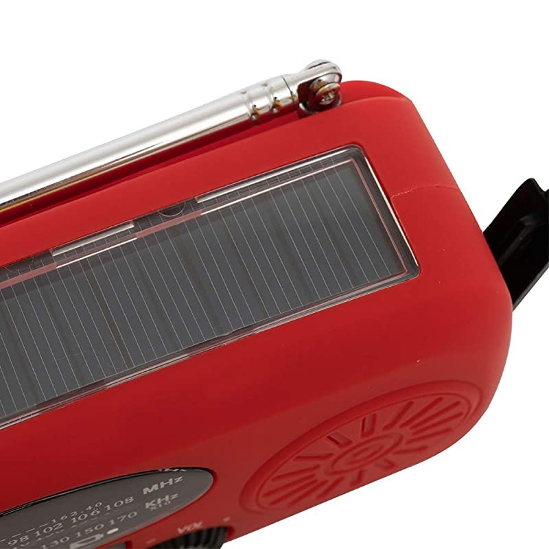 Weather Radio Solar Emergency Hand Crank Self Powered AMFMSolar Radios with 3 LED Flashlight 1000mAh Smart Phone Charger Power BankRed