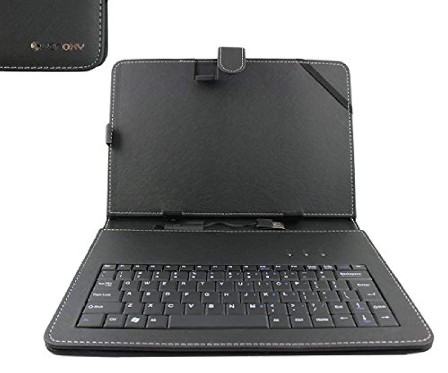 sanoxy 10.1 inch tablet universal tablet usb keyboard pu leather case (10.1 inch, black)
