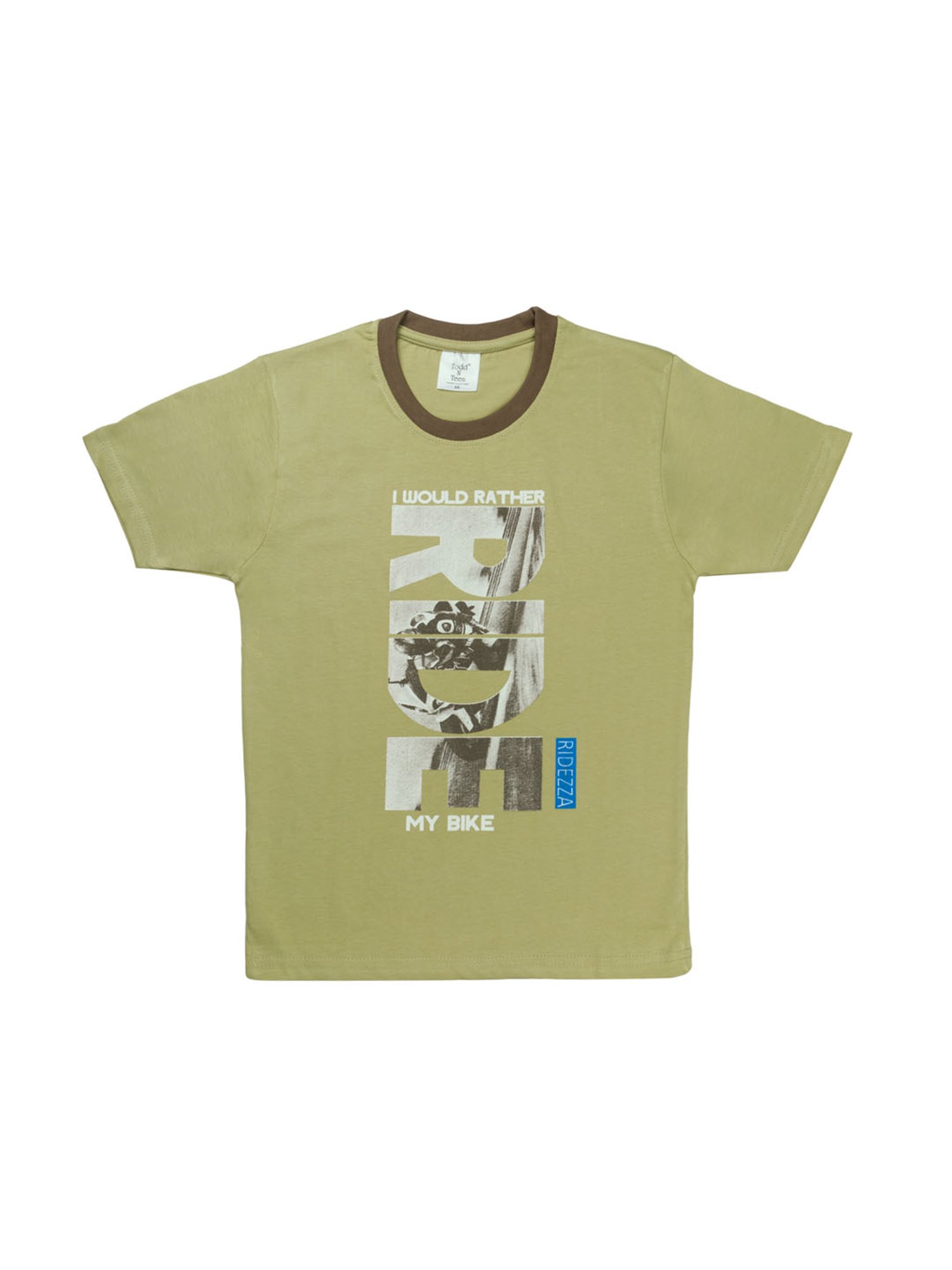 Todd N Teen Kids Printed Green & Brown T-Shirt with Trackpants