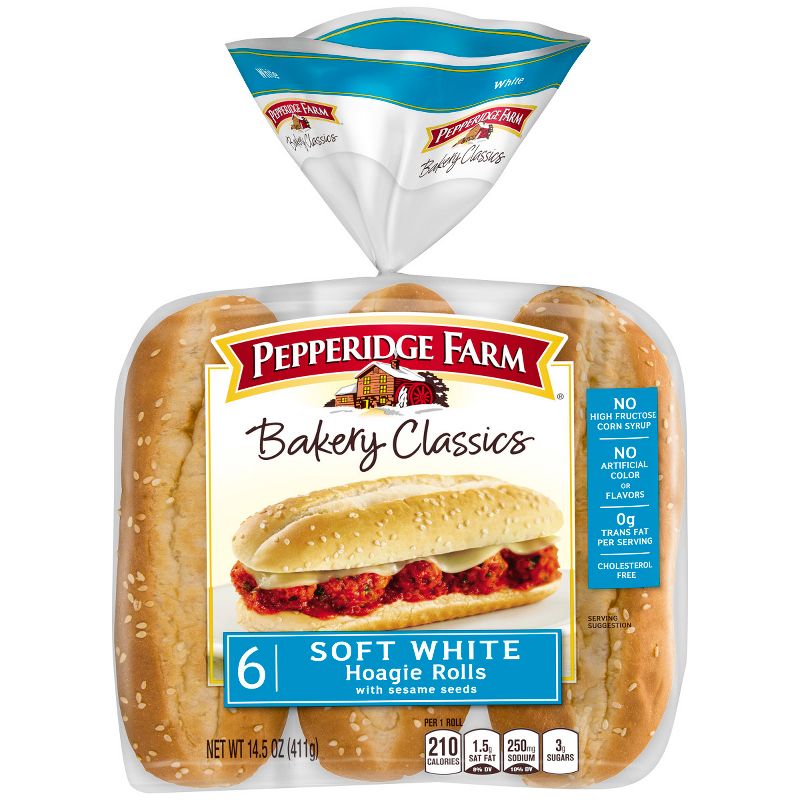 Pepperidge Farm Bakery Classics White with Sesame Seeds Hoagie Rolls - 14.5oz/6ct