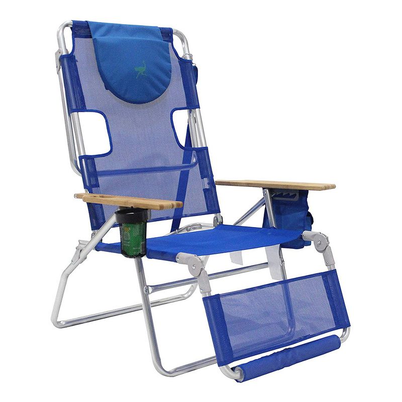 Copa Backpack Single Position Folding Aluminum Beach or Poolside Lounge Chair with Backpack Straps, Dark Blue