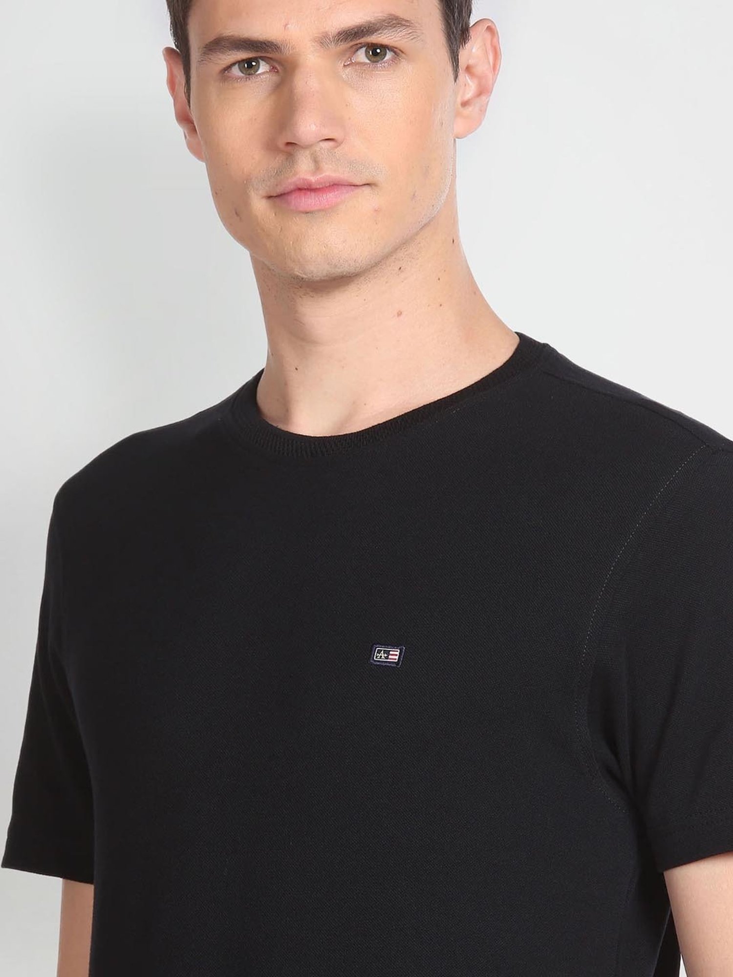 Arrow Sport Black Cotton Regular Fit T-Shirt