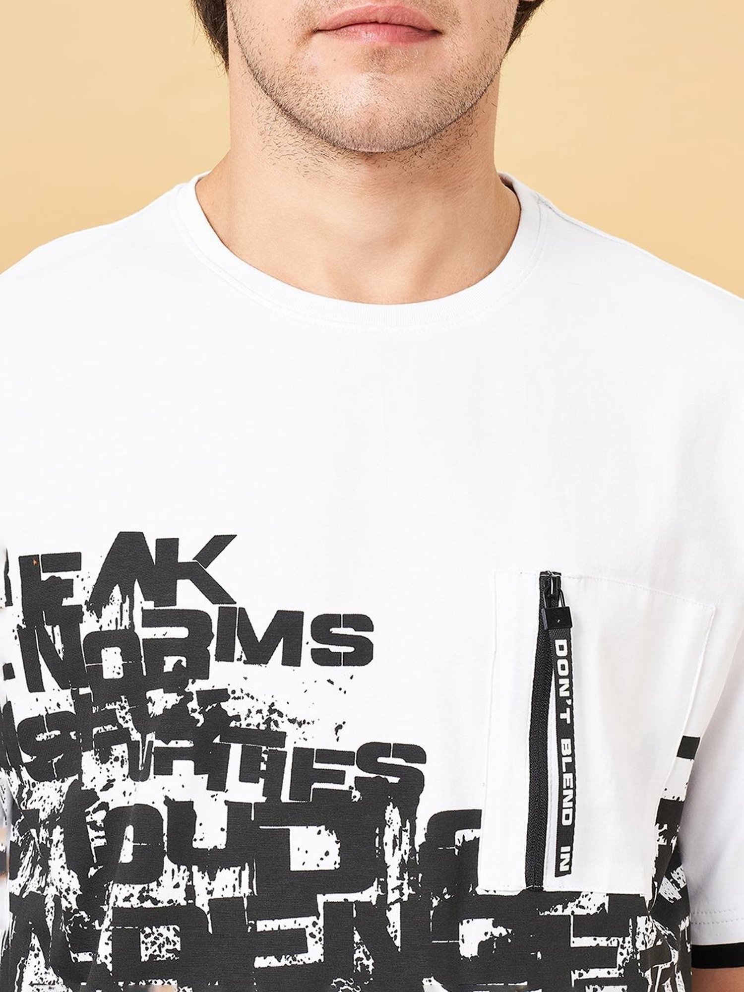 Street 808 By Pantaloons Snow White Boxy Fit Printed T-Shirt