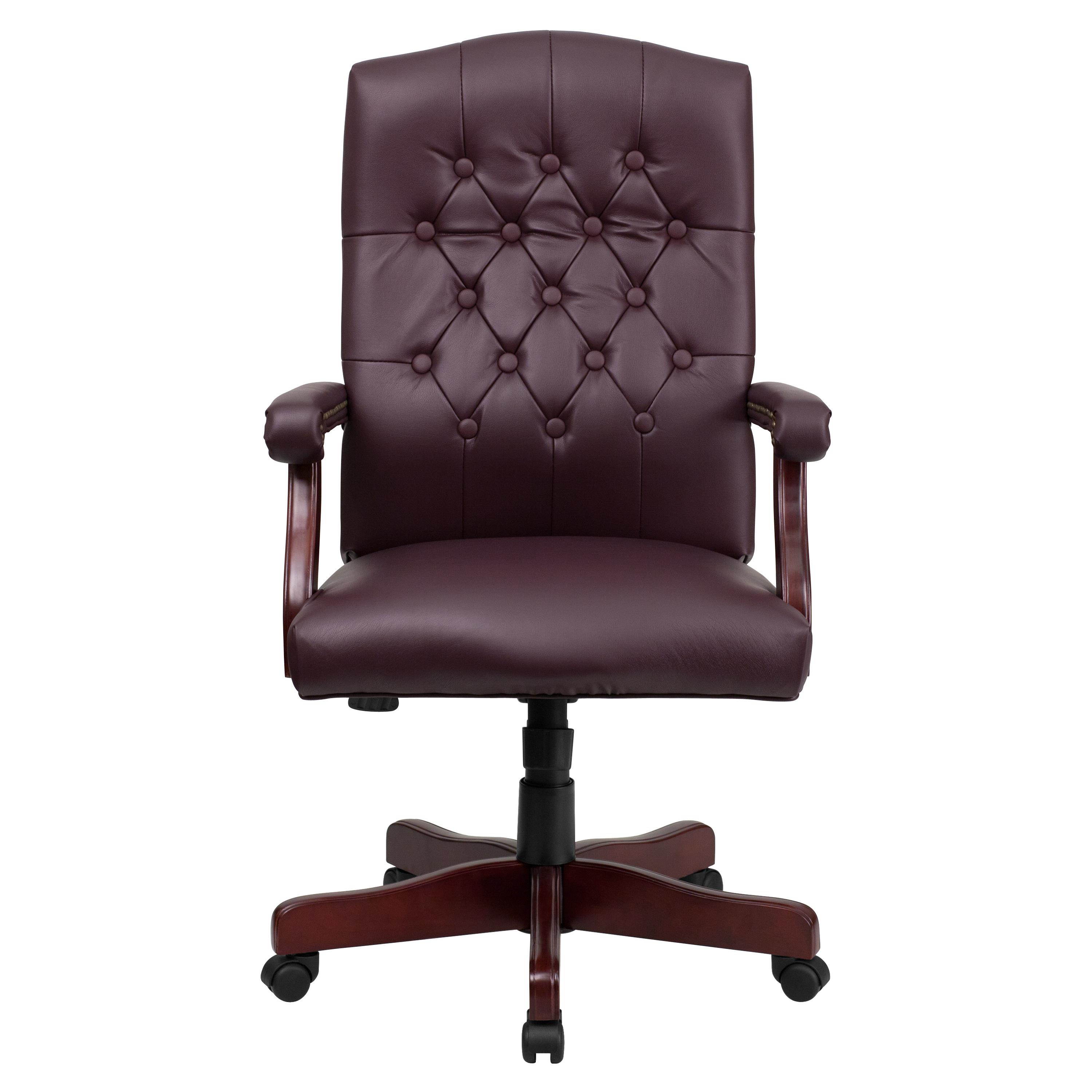 Martha Washington Burgundy LeatherSoft Executive Swivel Office Chair with Arms