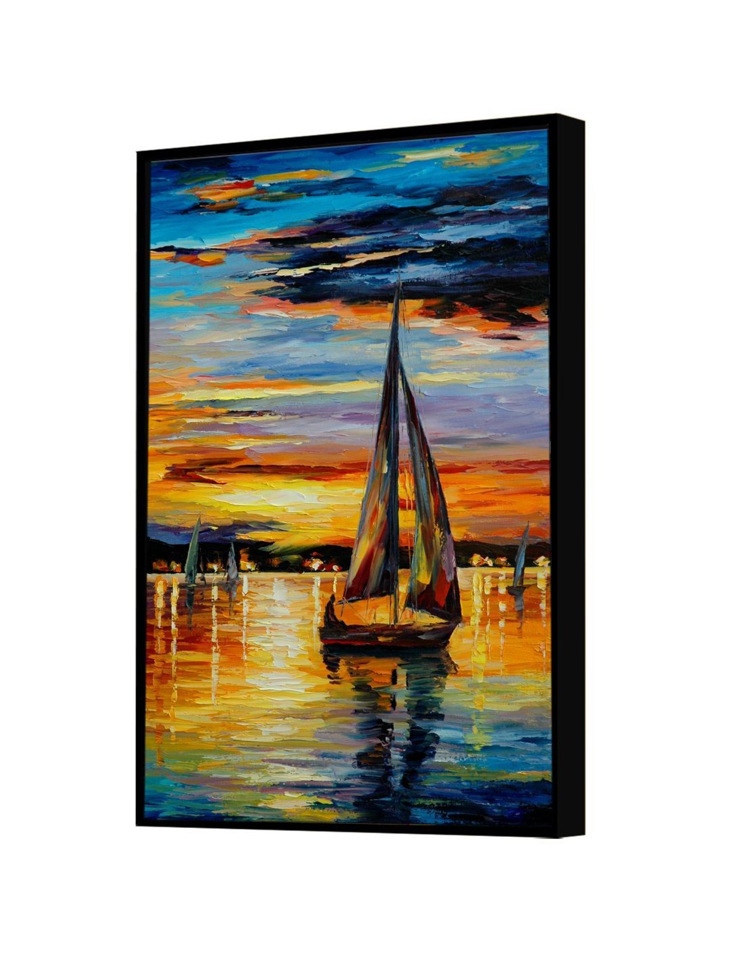 Art Street Abstract Seascape Sunrise Printed Multicolor Engineered Wood Wall Art
