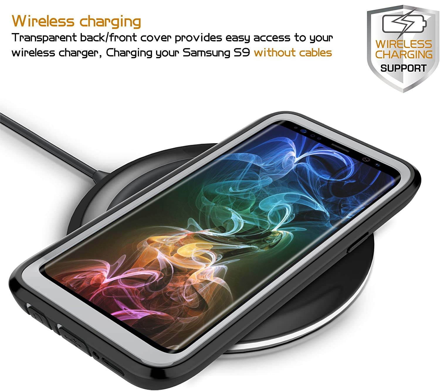 Samsung Galaxy S9 Case, Built-in Screen Protector Full Body Clear Cover Case Shockproof Heavy Duty Protective Case for Samsung Galaxy S9