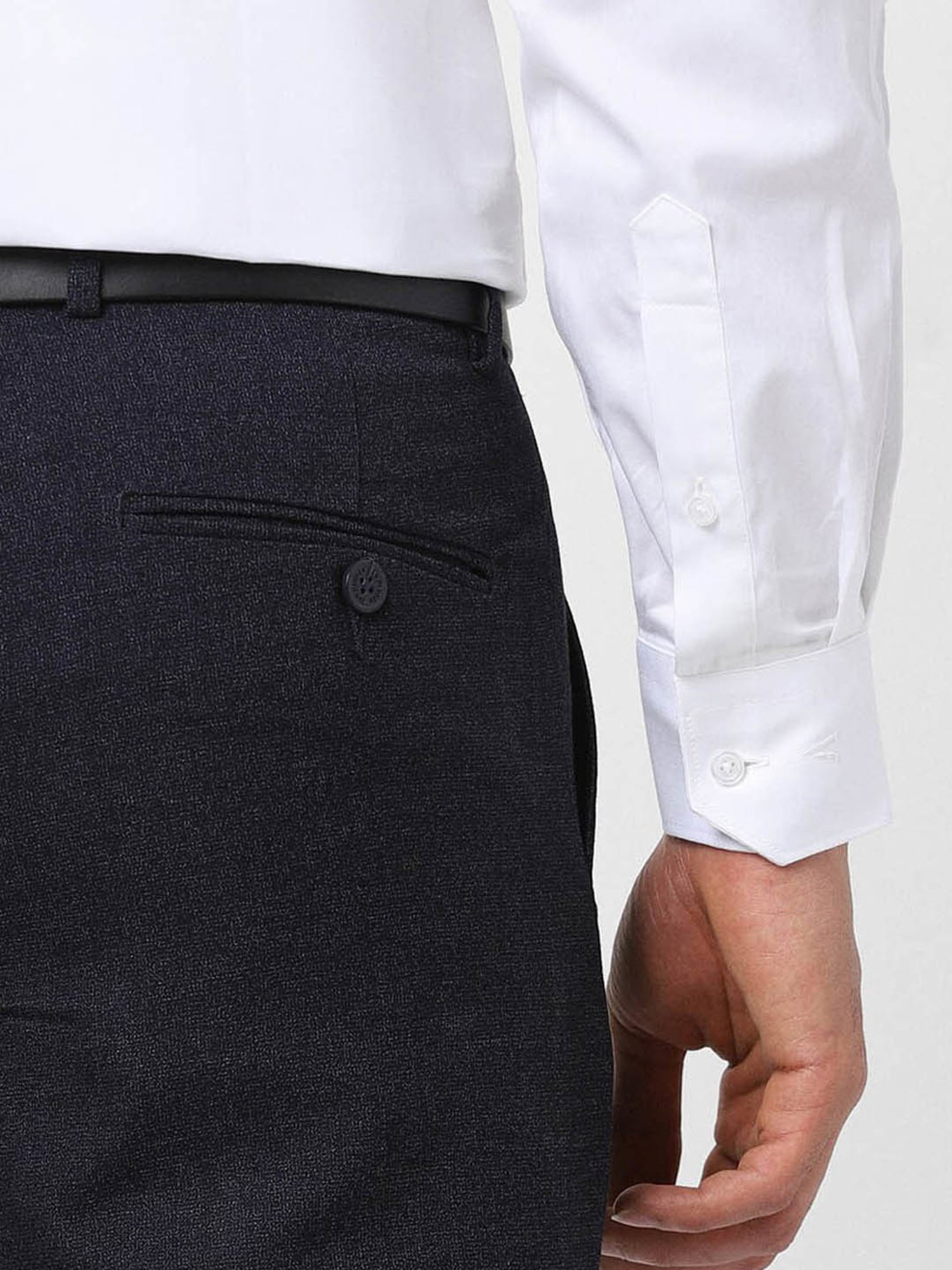 Van Heusen Navy Slim Fit Texture Trousers