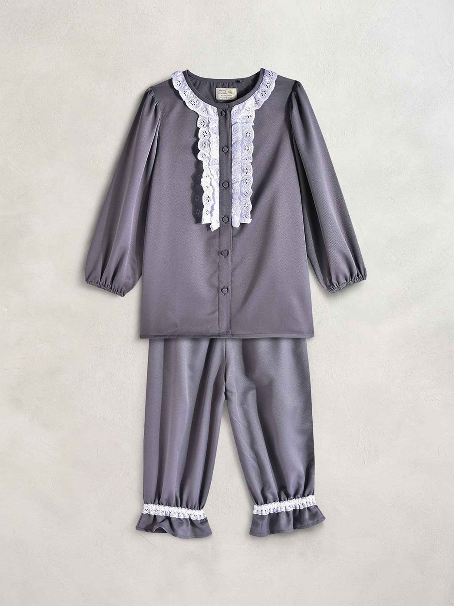 Cherry Crumble by Nitt Hyman Girls Grey Regular Fit Top Set