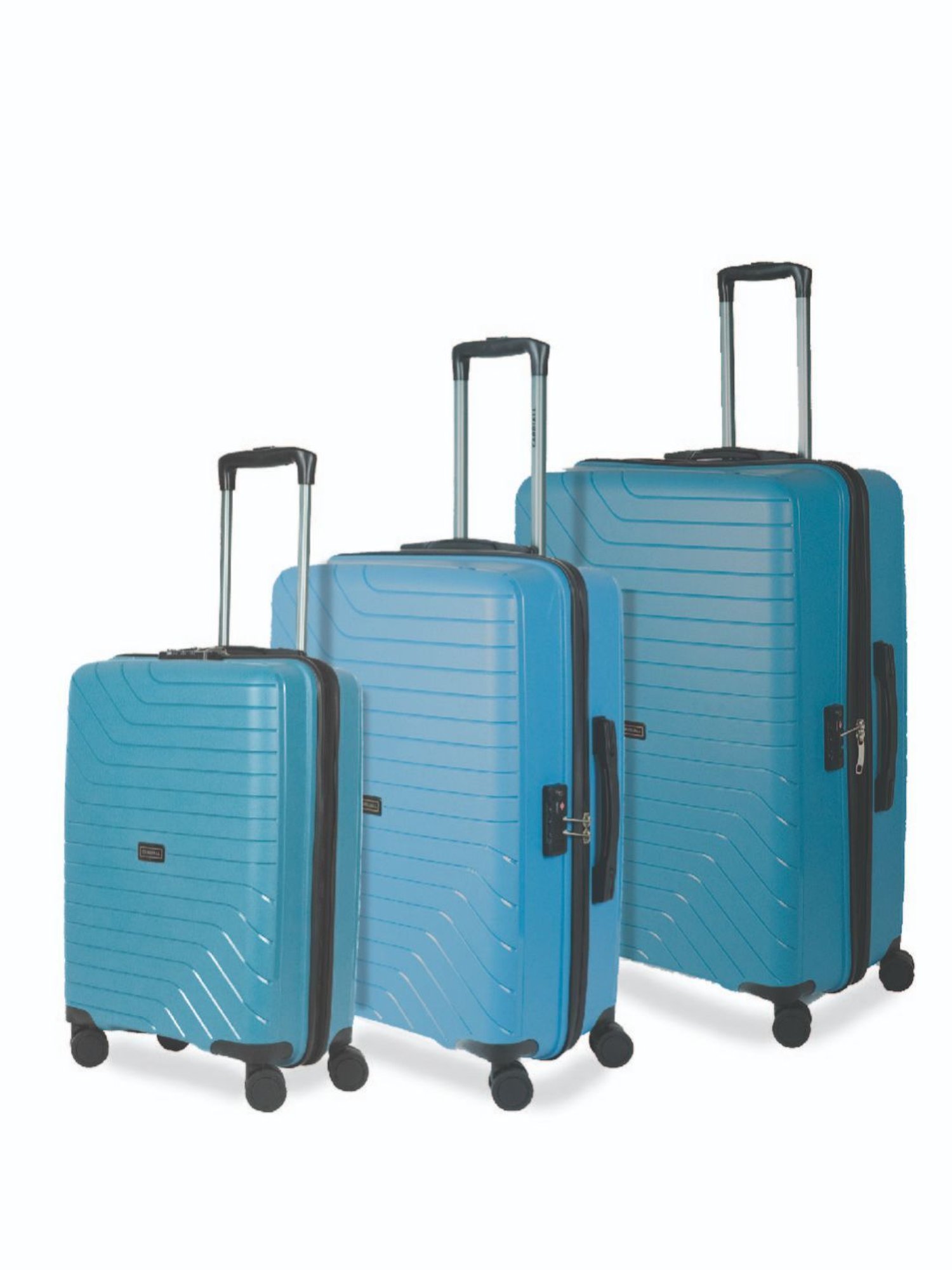 Carriall Blue 8 Wheel Large, Medium & Small Hard Checked Luggage Set of 3 - 52 cm