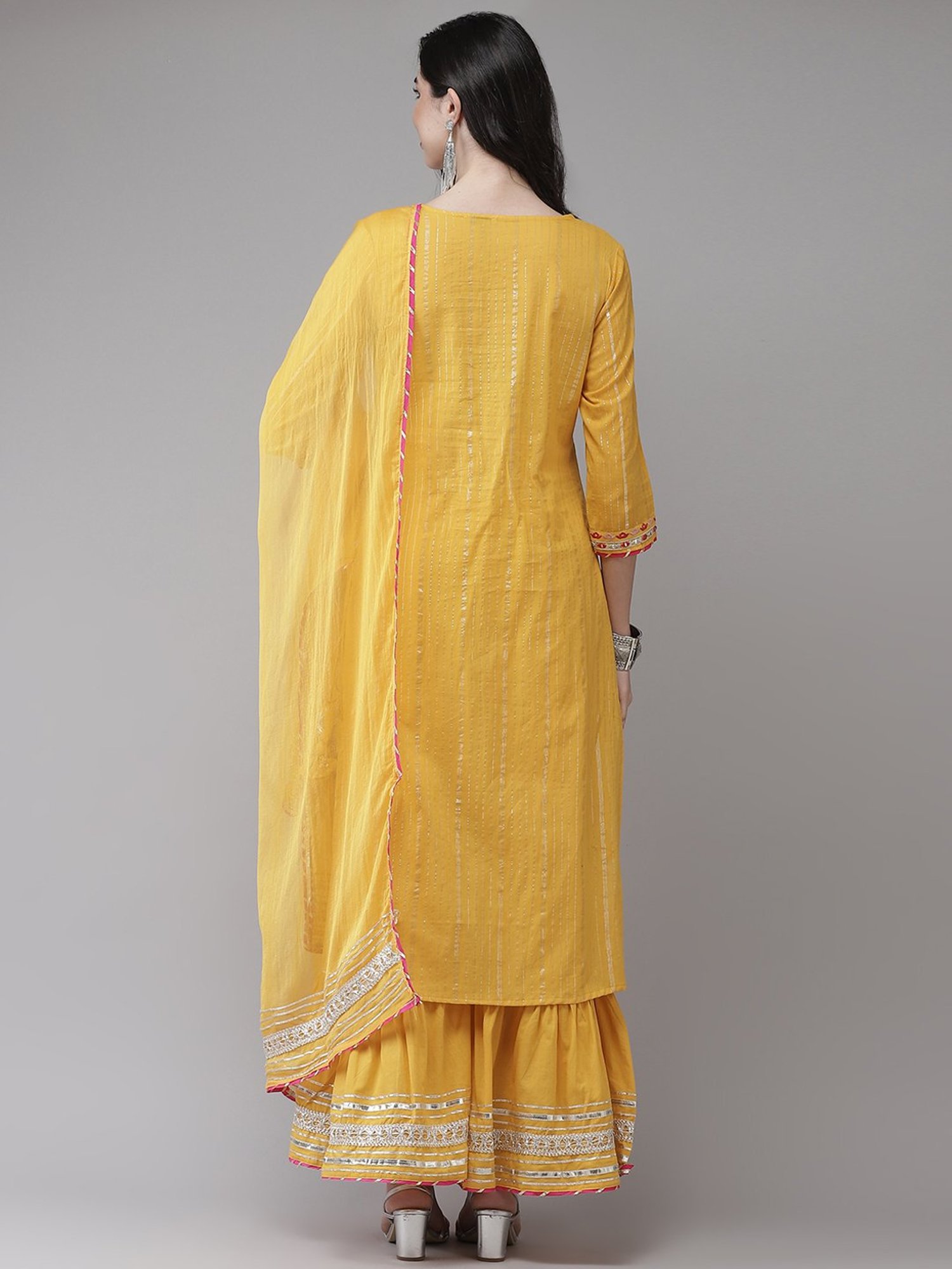 Ishin Yellow Embellished Kurta Sharara Set With Dupatta