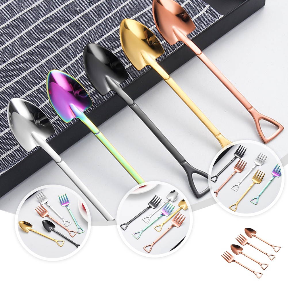 4 Pcs Stainless Steel Scoop Ice Cream Spoon Exquisite Dessert Spoon Fruit Forks