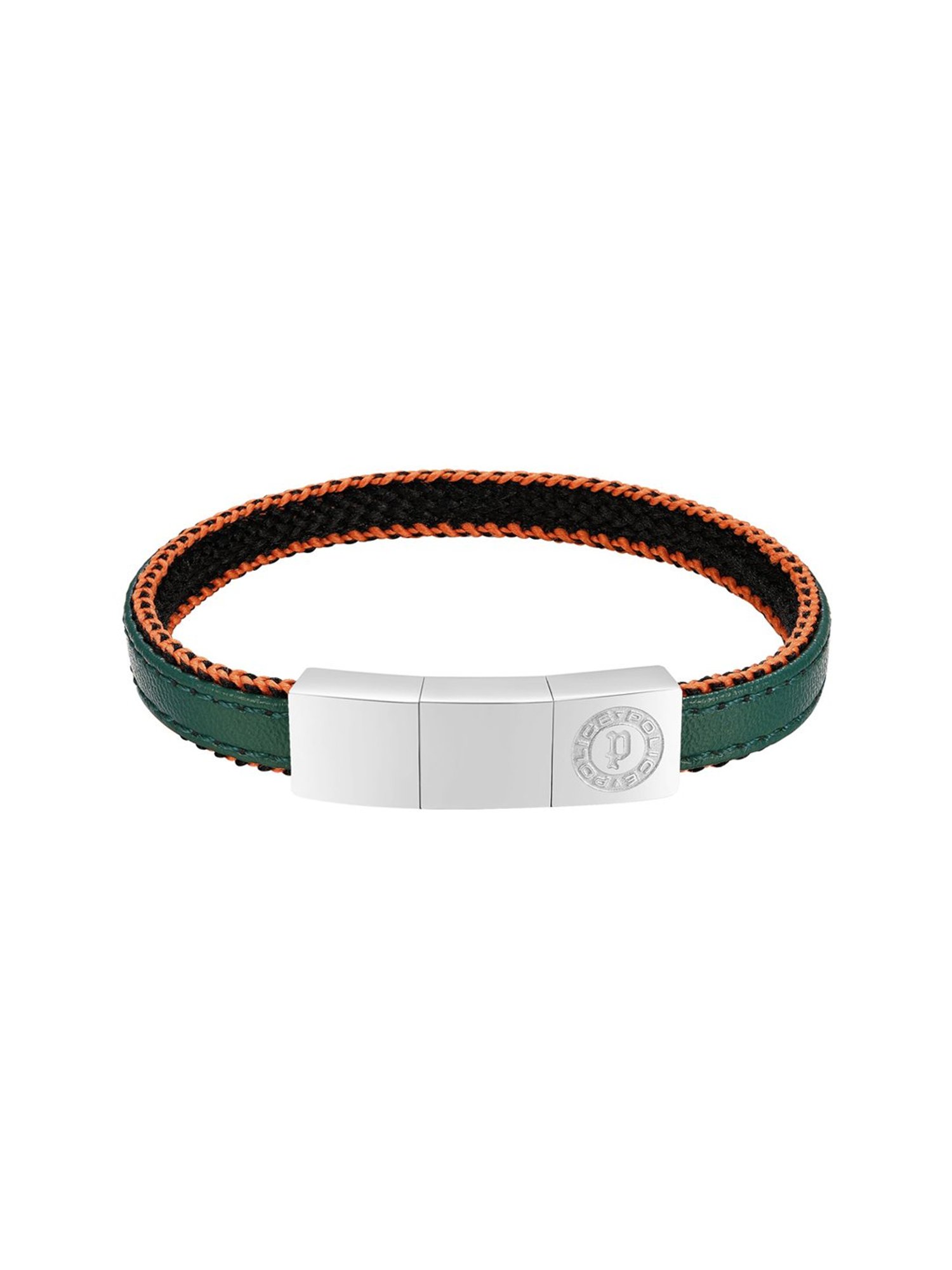 Police Intertwined Green Bracelet for Men