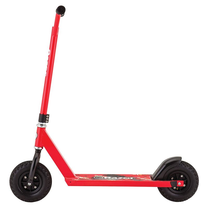 Razor Pro Kick Push Aluminum Heavy duty Outdoor Off Road Dirt Portable Scooter with Rubber Grip Handlebars and Rear Brakes, Red