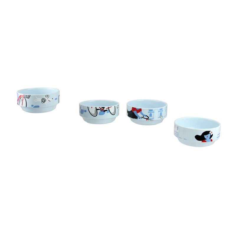 Wild Eye Set of 4 French Parisian Experience Stacking Bowls 7" - Blue