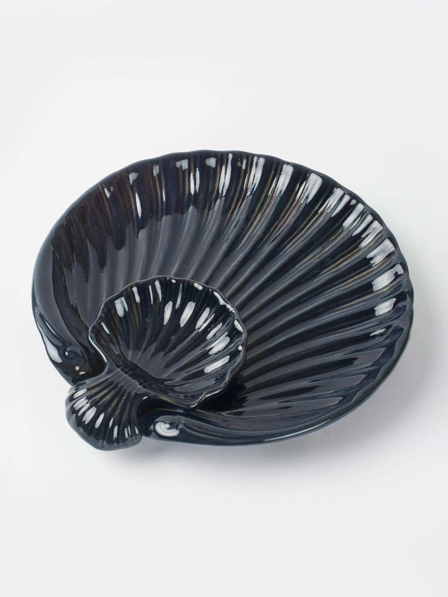 Fabindia Phulwari Blue Ceramic Glazed Chip & Dip Platter